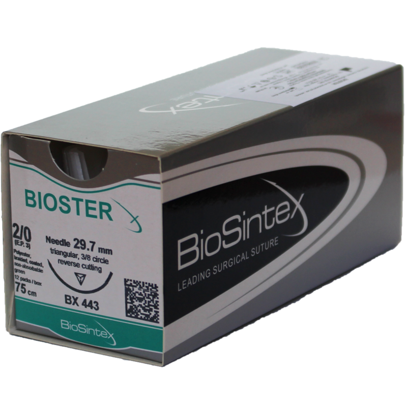 Bioster (BX 478),Поліестер, USP 1 (M 4),75см, зв.-ріжуча. голка 39,2мм,3/8 кола